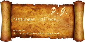 Pittinger János névjegykártya